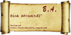 Bink Afrodité névjegykártya